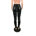 Wholesale High Quality Ladies Clothing PU Leather Stacked Pants